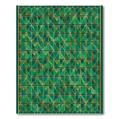 Emerald Green Geometric Fan Rug