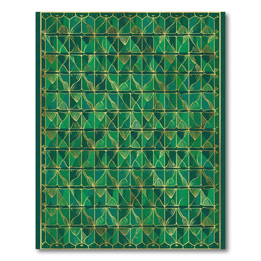 Emerald Green Geometric Fan Rug