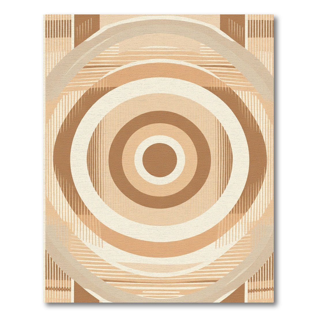 Earthy Tone Concentric Circles Abstract Rug