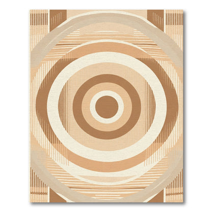 Earthy Tone Concentric Circles Abstract Rug