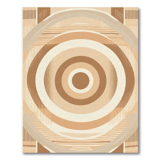 Earthy Tone Concentric Circles Abstract Rug
