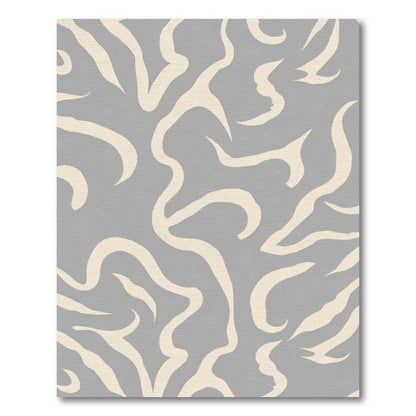 Pale Cream Abstract Swirls Gray Rug