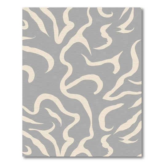 Pale Cream Abstract Swirls Gray Rug