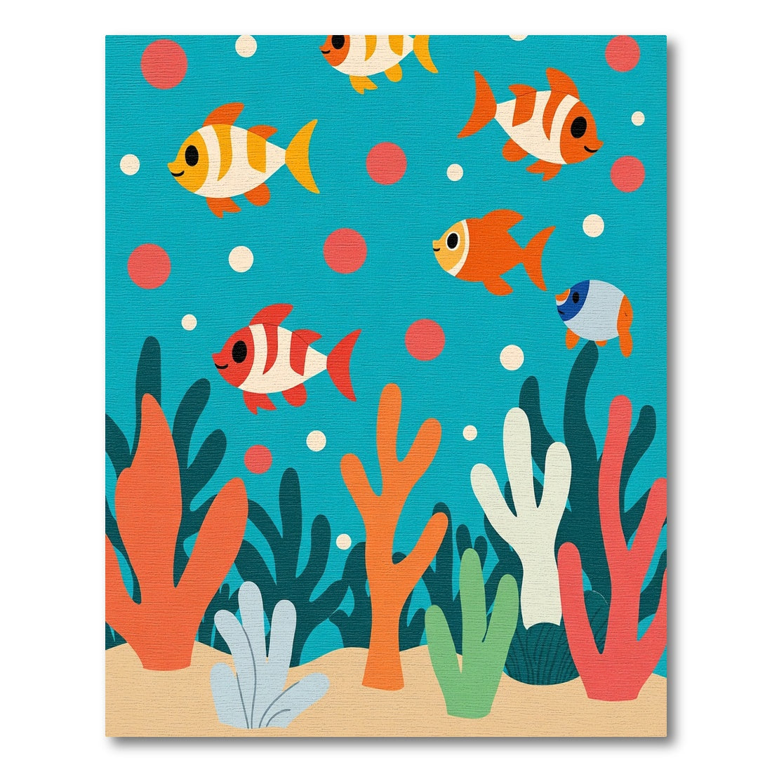 Playful Coral Reef Fish Scene Rug