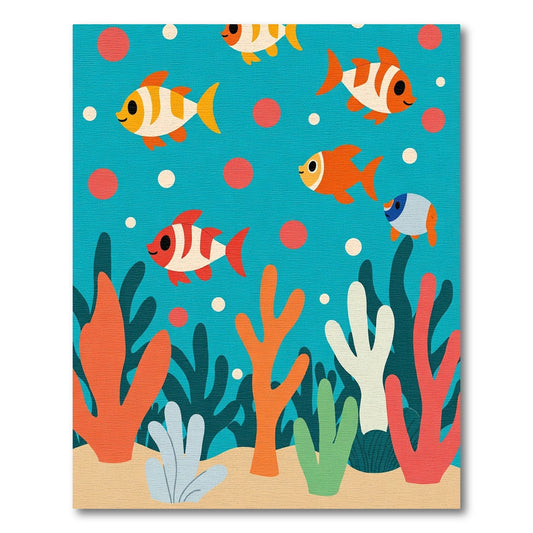 Playful Coral Reef Fish Scene Rug