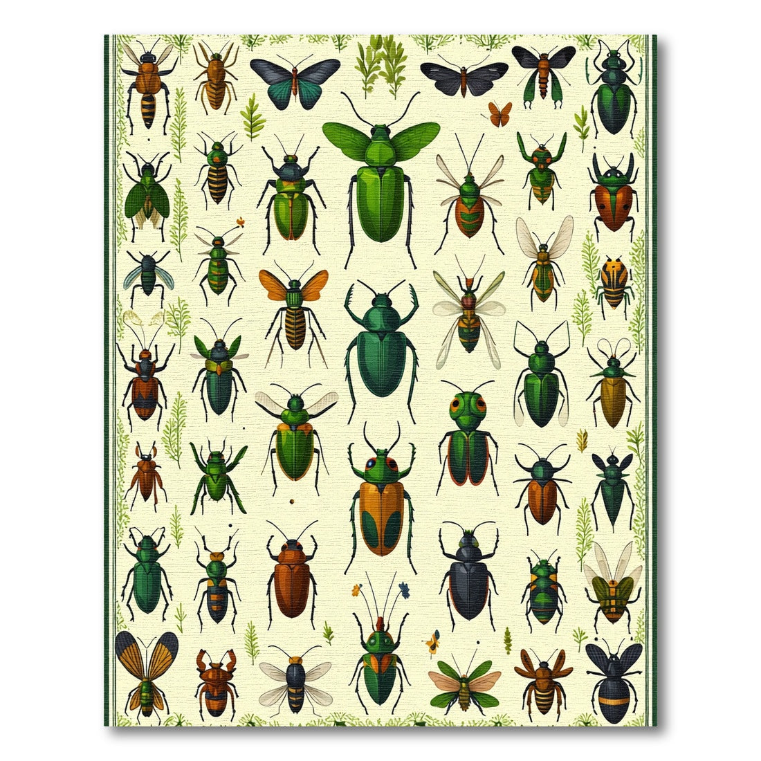 Assorted Colorful Insect Illustration Rug