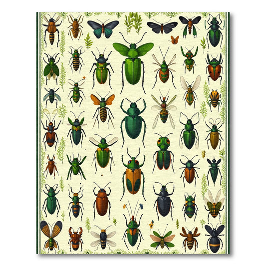 Assorted Colorful Insect Illustration Rug