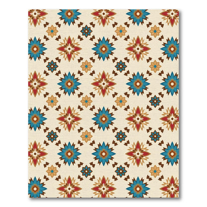 Azure Red Brown Floral Lattice Rug
