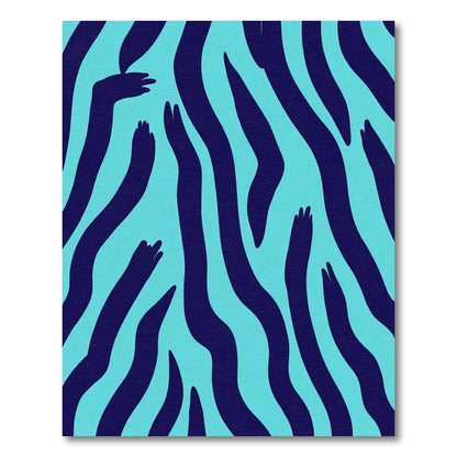 Aqua Dark Blue Wavy Stripes Rug