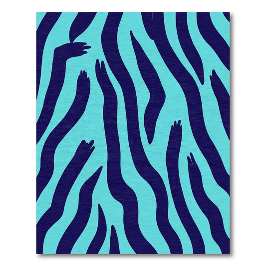 Aqua Dark Blue Wavy Stripes Rug