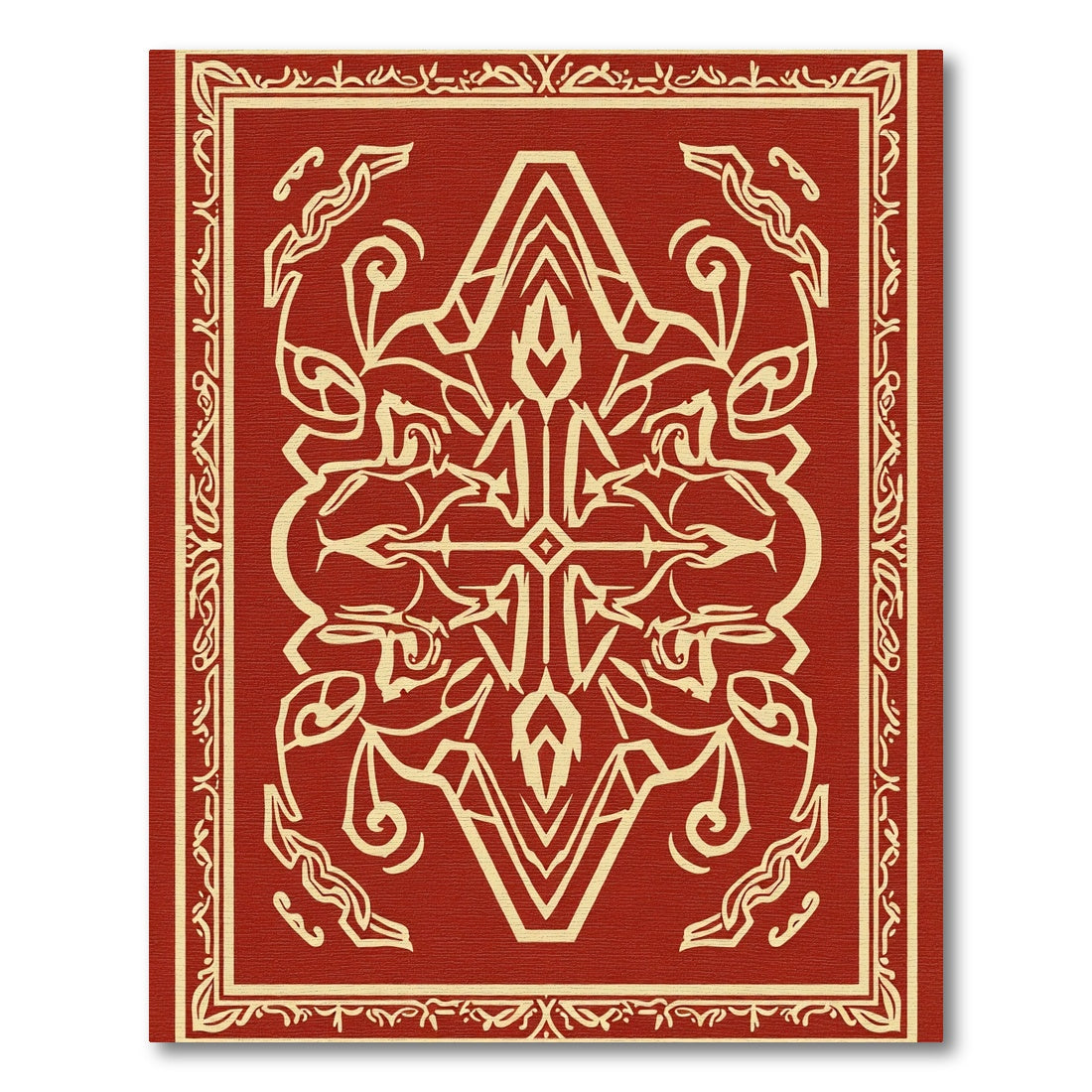 Crimson Abstract Symmetry Crest Rug