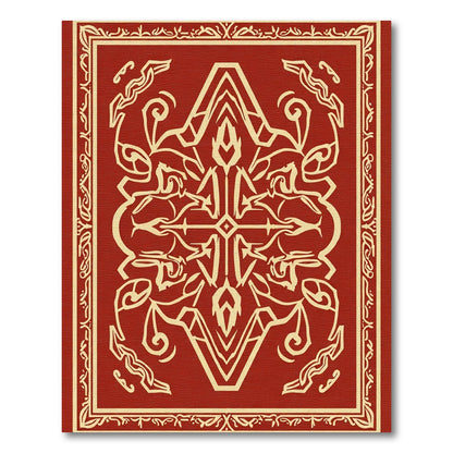 Crimson Abstract Symmetry Crest Rug
