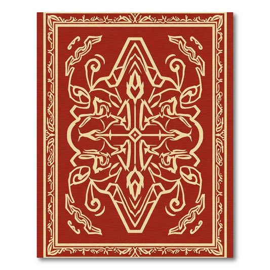Crimson Abstract Symmetry Crest Rug