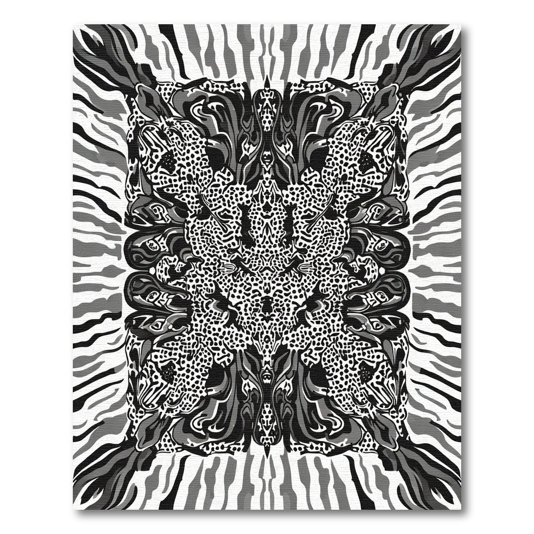 Black and White Animal Print Symmetry Rug