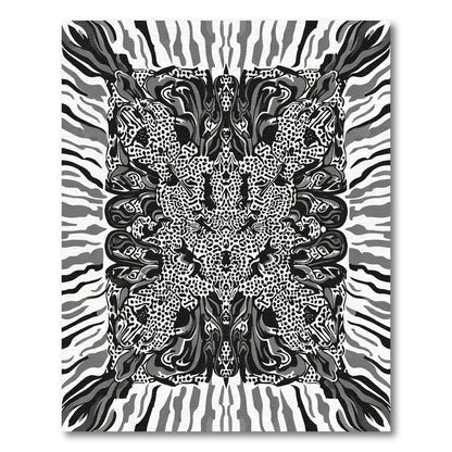 Black and White Animal Print Symmetry Rug