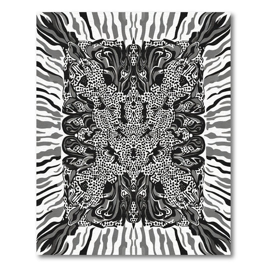 Black and White Animal Print Symmetry Rug
