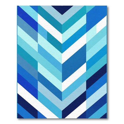 Modern Blue Chevron Abstract Rug