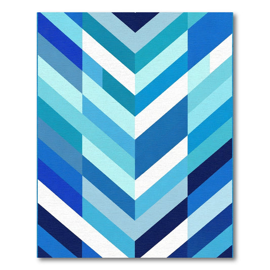Modern Blue Chevron Abstract Rug
