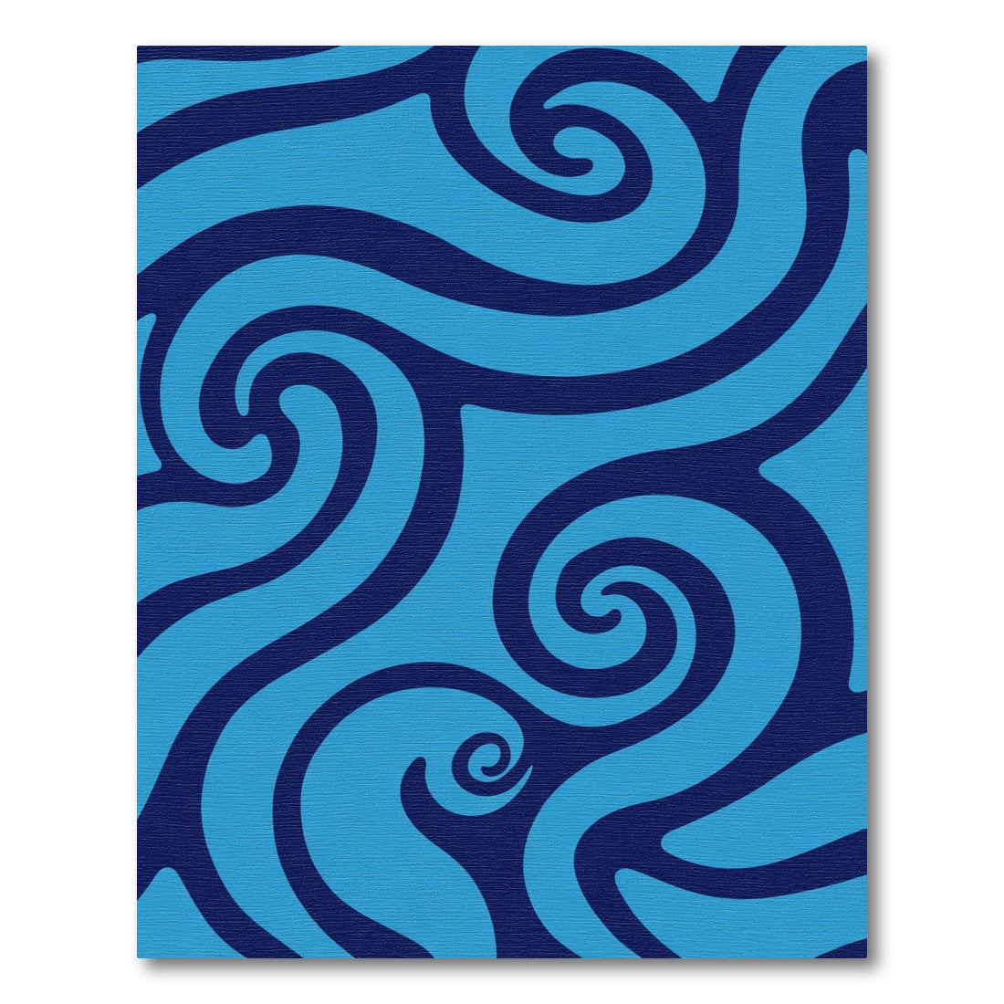 Deep Blue Swirl Wave Composition Rug