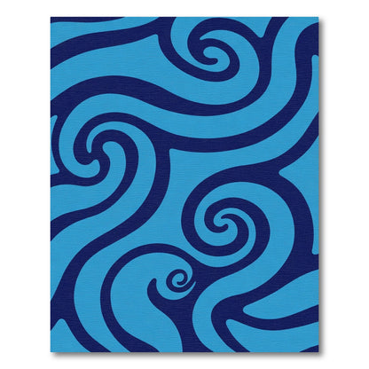 Deep Blue Swirl Wave Composition Rug