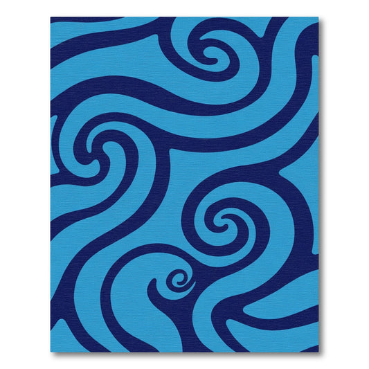 Deep Blue Swirl Wave Composition Rug