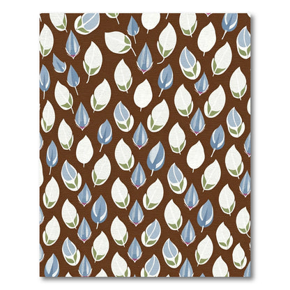 Brown Abstract Blue White Petal Rug