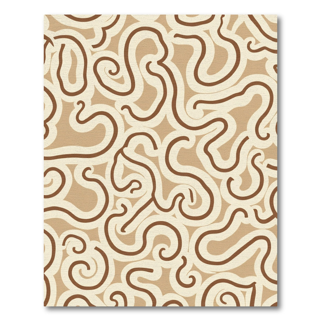 Swirling Brown Cream Abstract Lines Rug