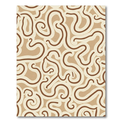 Swirling Brown Cream Abstract Lines Rug