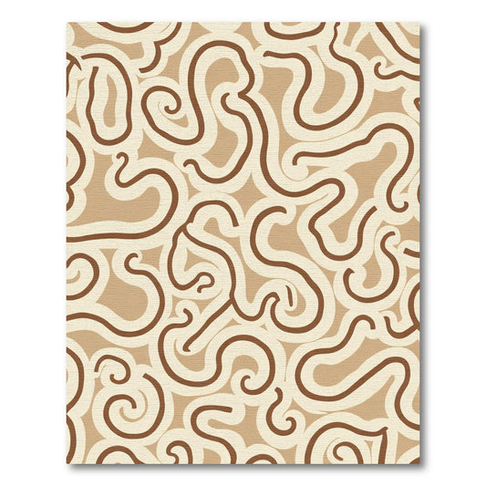 Swirling Brown Cream Abstract Lines Rug