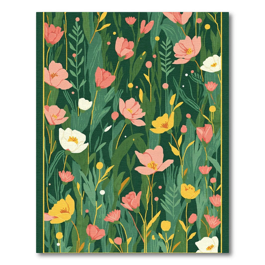 Pink Yellow White Floral Garden Rug