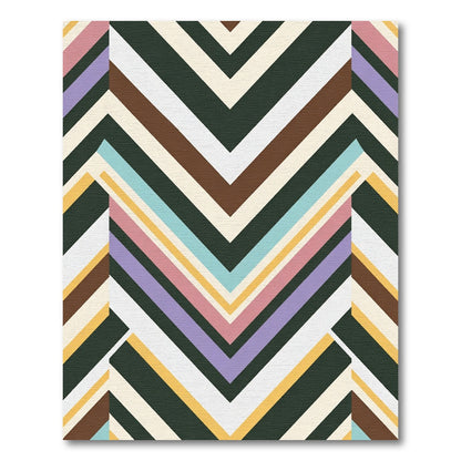 Mid Century Chevron Color Block Stripes Rug