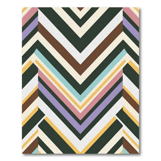 Mid Century Chevron Color Block Stripes Rug