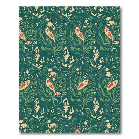 Green Teal Floral Bird Botanical Rug