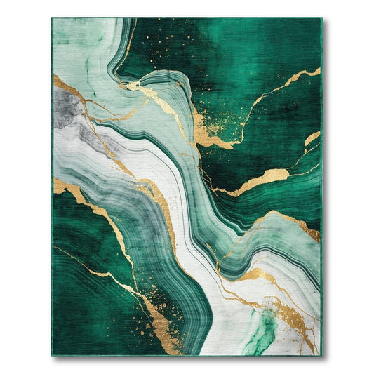 Emerald Gold Fluid Marble Rug