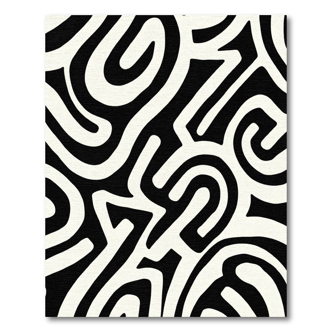 Bold Black White Abstract Swirl Rug