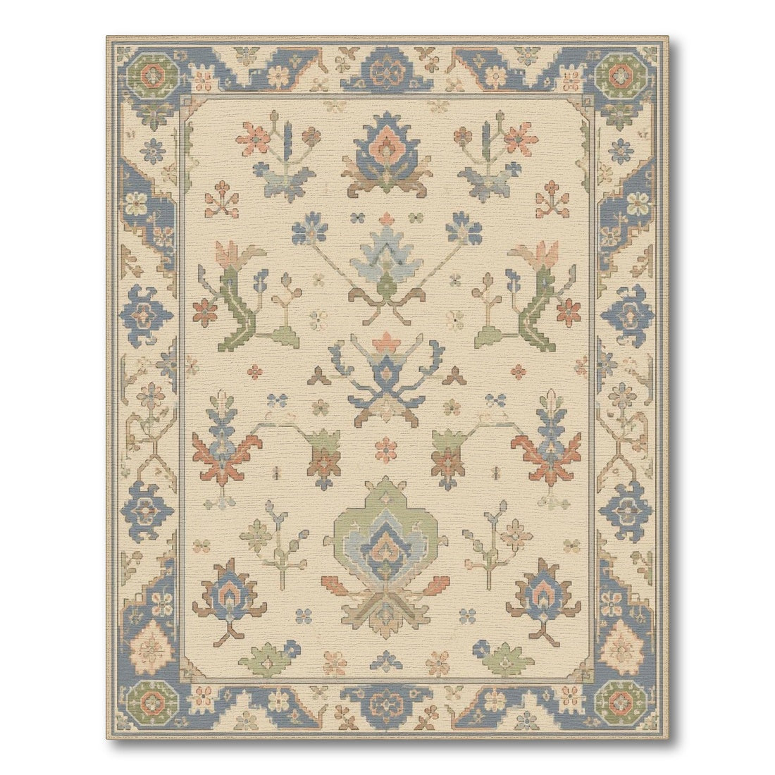 Beige Persian Floral Medallion Rug