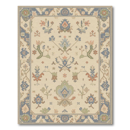 Beige Persian Floral Medallion Rug