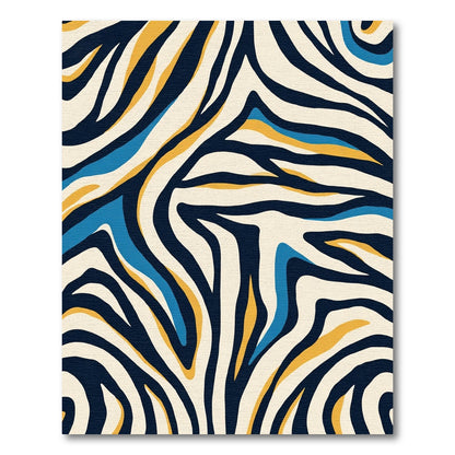 Bold Blue Yellow Zebra Stripe Rug