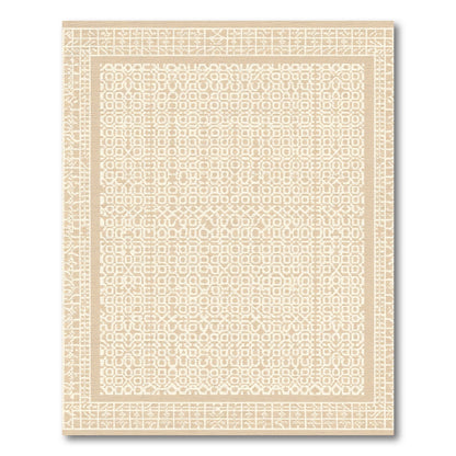 Geometric Beige Lattice Border Rug
