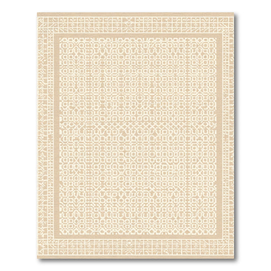 Geometric Beige Lattice Border Rug