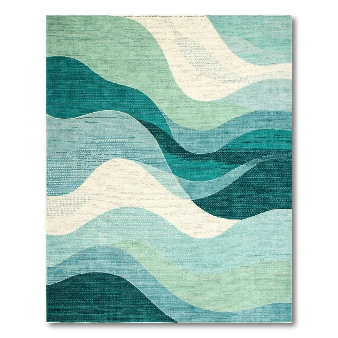 Teal Layered Waves Rug
