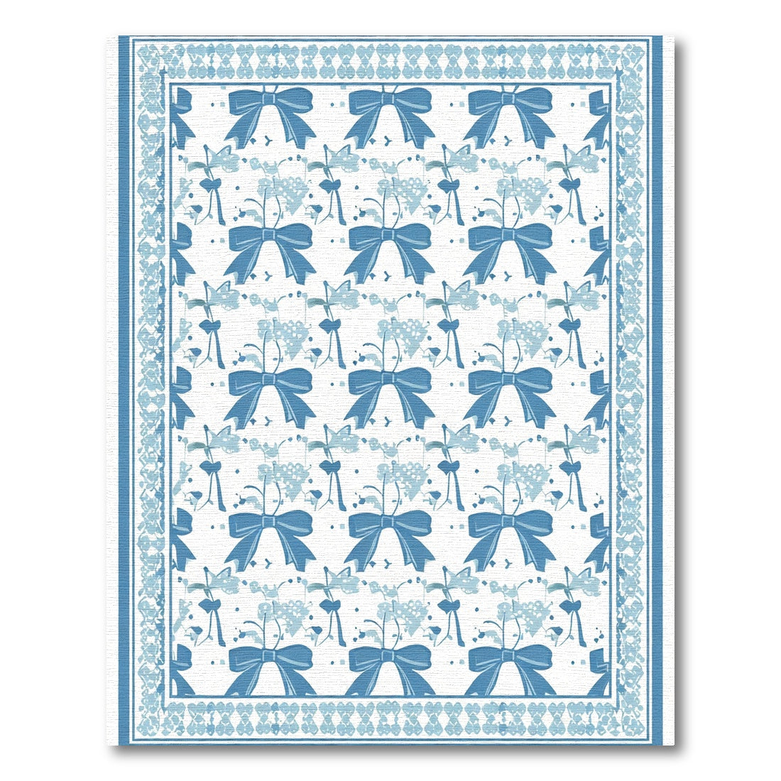 Charming Blue Bow Floral Repeat Rug
