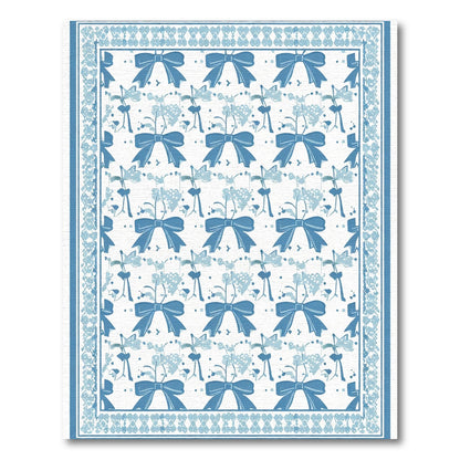 Charming Blue Bow Floral Repeat Rug