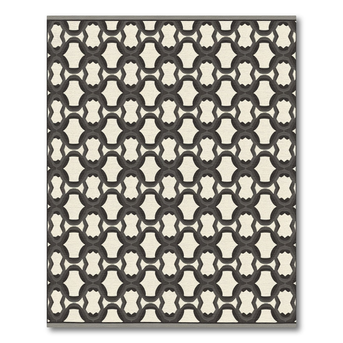 Dark Gray Interlocking Lattice Rug