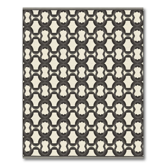 Dark Gray Interlocking Lattice Rug