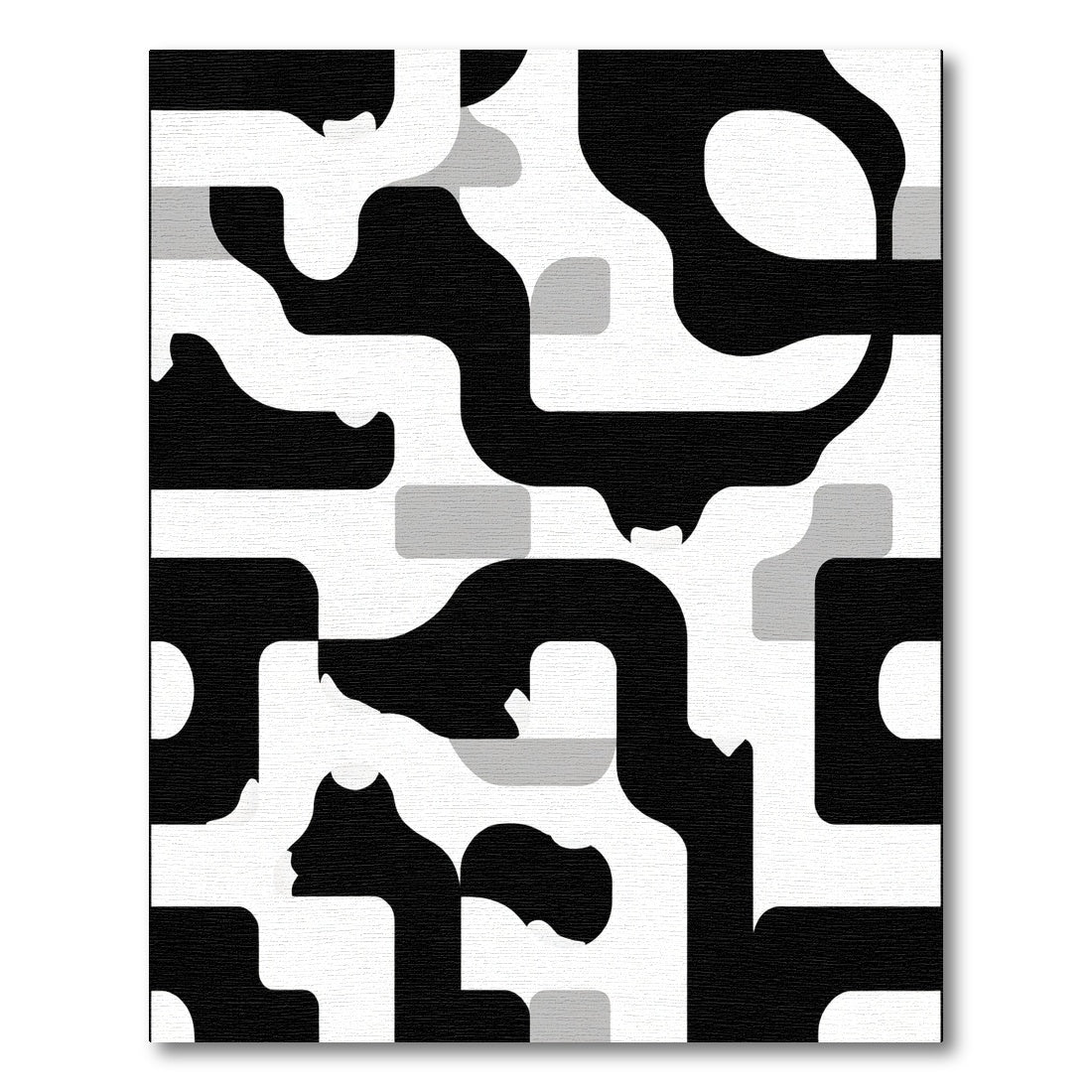 Abstract Black White Organic Flow Rug