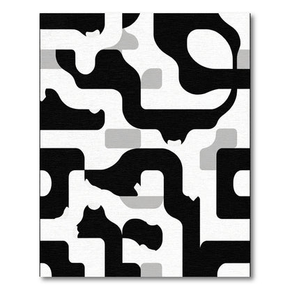 Abstract Black White Organic Flow Rug