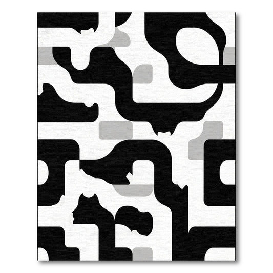 Abstract Black White Organic Flow Rug
