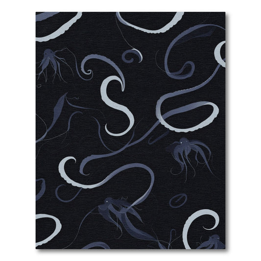 Deep Blue Octopus Tentacle Swirl Rug