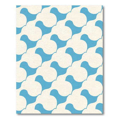 Blue Cream Organic Cloud Pattern Rug